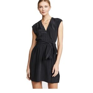 L’AGENCE Silk Wrap Dress - Size L - Black - 100% Silk